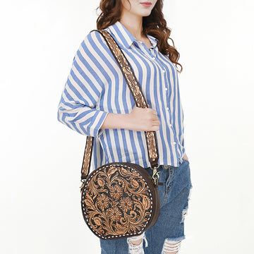 American Darling Canteen Hand Tooled Genuine Leather Women's Bag Western Handbag Purse | for Women Cute
